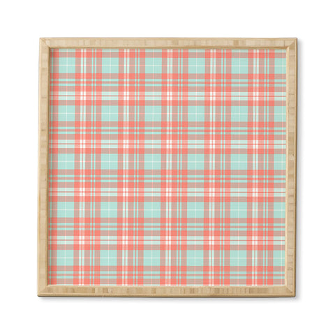 Little Arrow Design Co plaid in coral and blue Framed Wall Art
