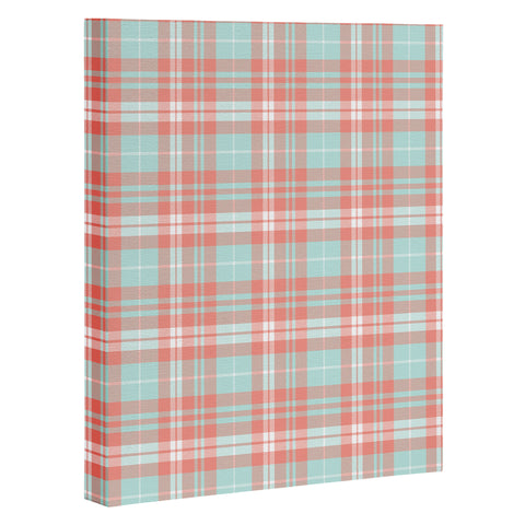 Little Arrow Design Co plaid in coral and blue Art Canvas