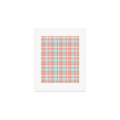 Little Arrow Design Co plaid in coral and blue Art Print