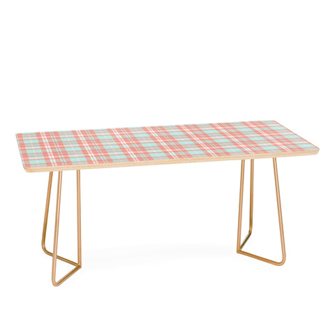 Little Arrow Design Co plaid in coral and blue Coffee Table
