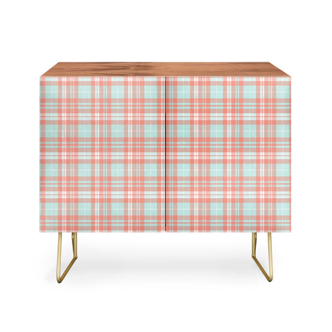Little Arrow Design Co plaid in coral and blue Credenza
