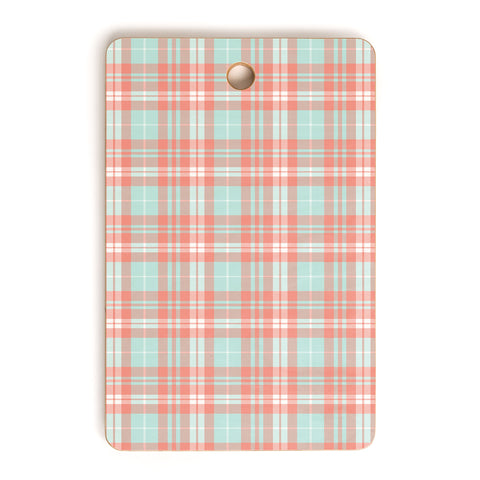 Little Arrow Design Co plaid in coral and blue Cutting Board Rectangle