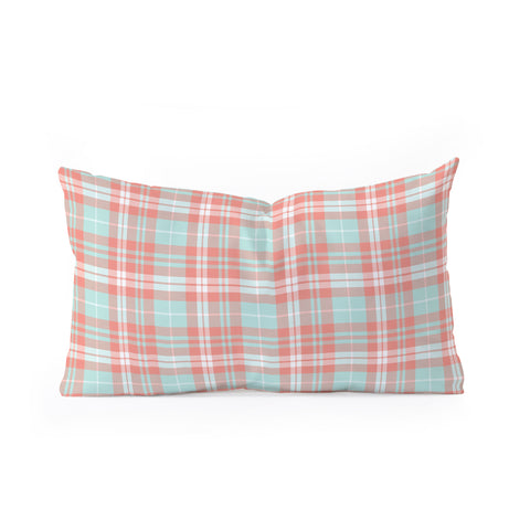 Little Arrow Design Co plaid in coral and blue Oblong Throw Pillow