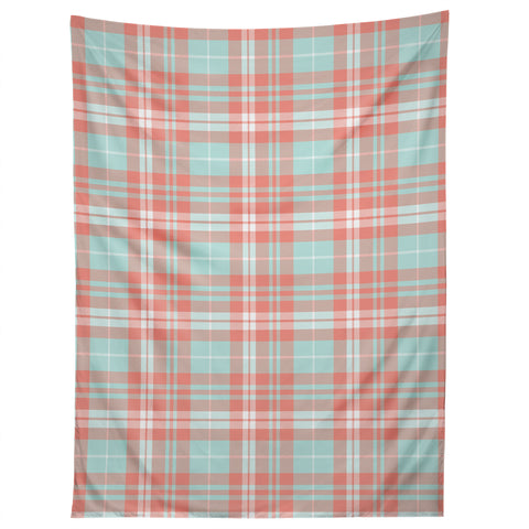 Little Arrow Design Co plaid in coral and blue Tapestry
