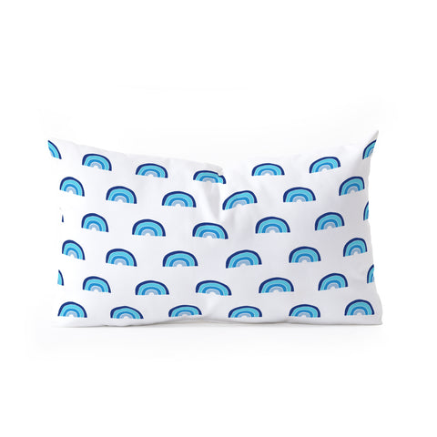Little Arrow Design Co rainbows in blue Oblong Throw Pillow
