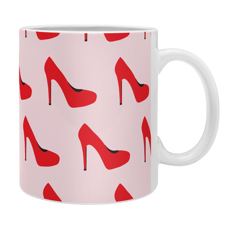 Little Arrow Design Co red high heels on pink Coffee Mug