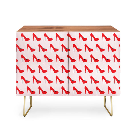 Little Arrow Design Co red high heels on pink Credenza