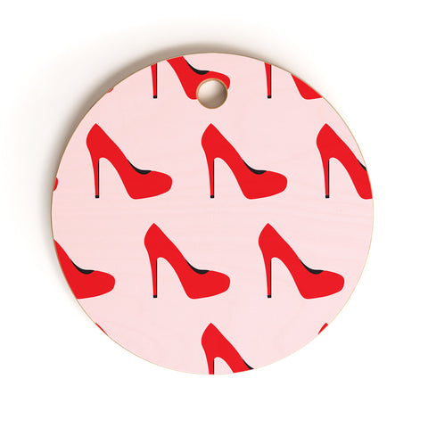 Little Arrow Design Co red high heels on pink Cutting Board Round