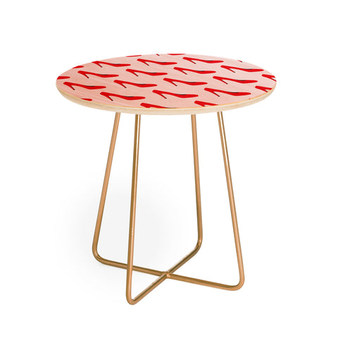 Little Arrow Design Co red high heels on pink Round Side Table