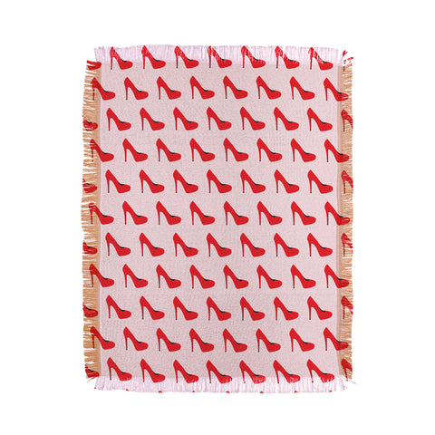 Little Arrow Design Co red high heels on pink Throw Blanket