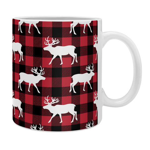 Little Arrow Design Co reindeer on buffalo plaid Coffee Mug