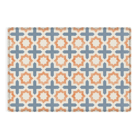 Little Arrow Design Co river stars tangerine and blue Outdoor Rug