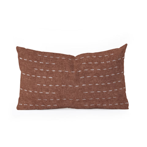 Little Arrow Design Co running stitch rust Oblong Throw Pillow