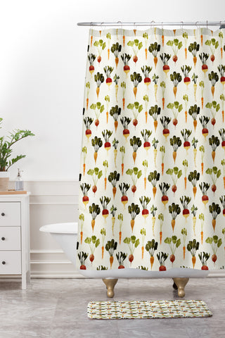 Little Arrow Design Co rustic vegetables Shower Curtain And Mat