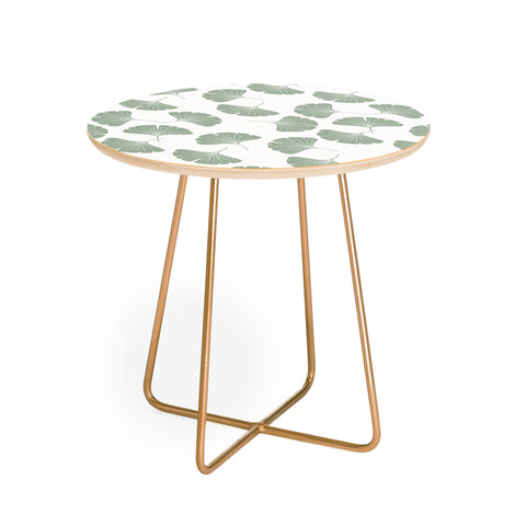 Little Arrow Design Co sage ginkgo leaves Round Side Table