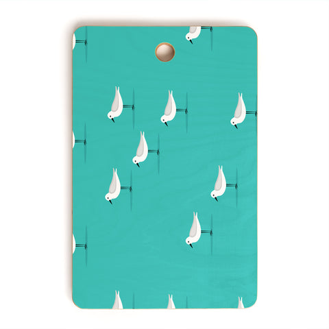 Little Arrow Design Co Sandpipers on teal Cutting Board Rectangle