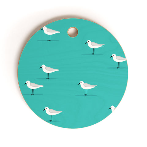 Little Arrow Design Co Sandpipers on teal Cutting Board Round