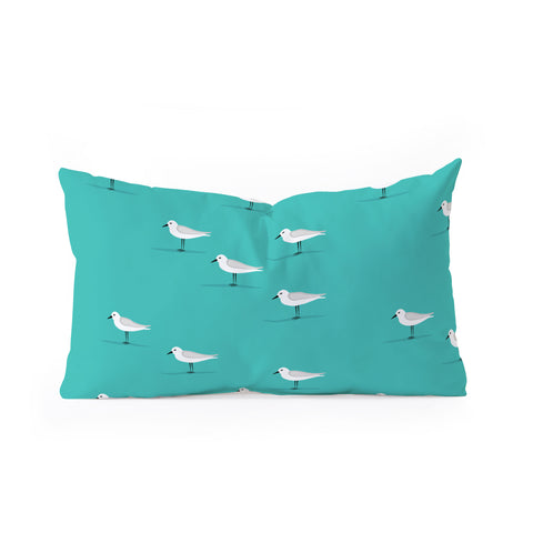 Little Arrow Design Co Sandpipers on teal Oblong Throw Pillow