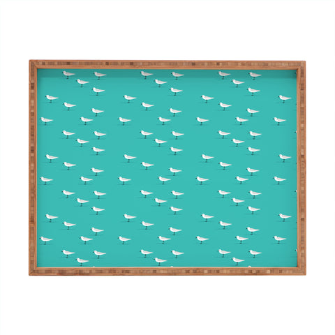 Little Arrow Design Co Sandpipers on teal Rectangular Tray