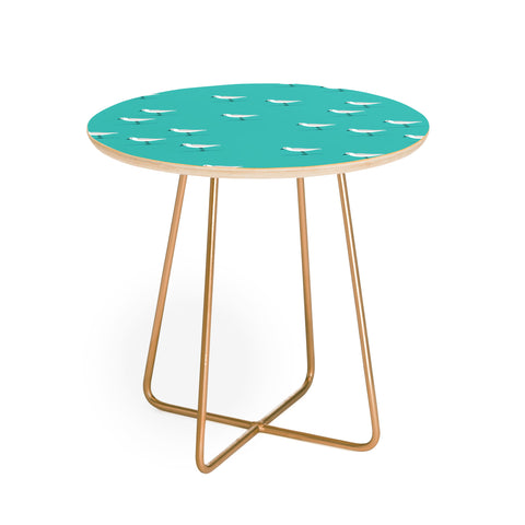 Little Arrow Design Co Sandpipers on teal Round Side Table