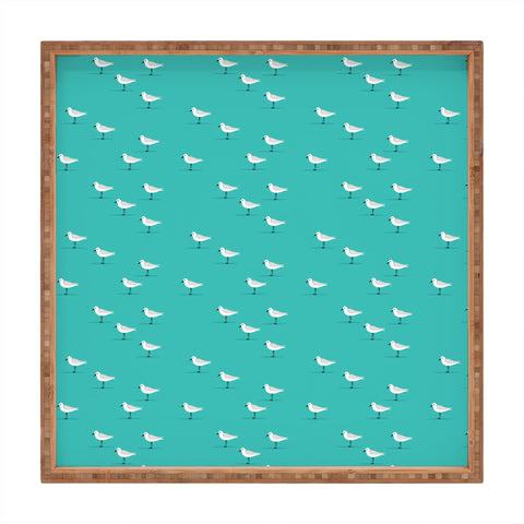 Little Arrow Design Co Sandpipers on teal Square Tray