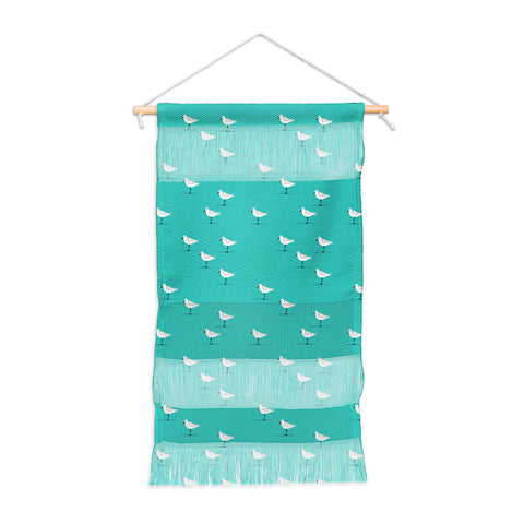 Little Arrow Design Co Sandpipers on teal Wall Hanging Portrait