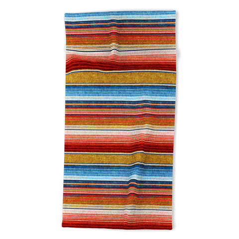 Little Arrow Design Co serape southwest stripe red Beach Towel