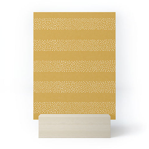 Little Arrow Design Co stippled stripes mustard Mini Art Print