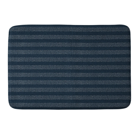 Little Arrow Design Co stippled stripes navy blue Memory Foam Bath Mat