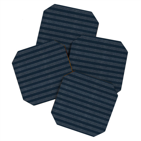 Little Arrow Design Co stippled stripes navy blue Coaster Set