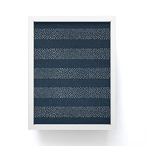 Little Arrow Design Co stippled stripes navy blue Framed Mini Art Print