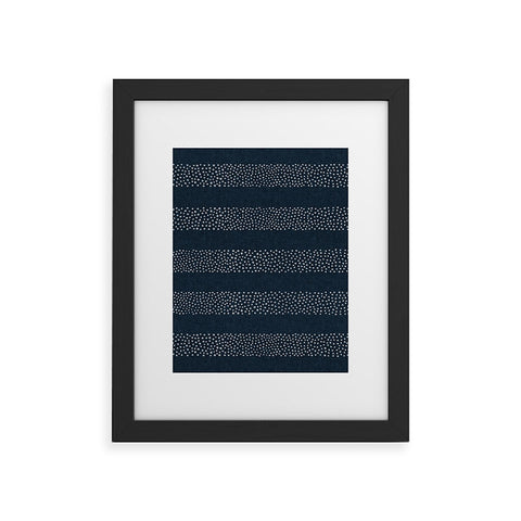 Little Arrow Design Co stippled stripes navy blue Framed Art Print