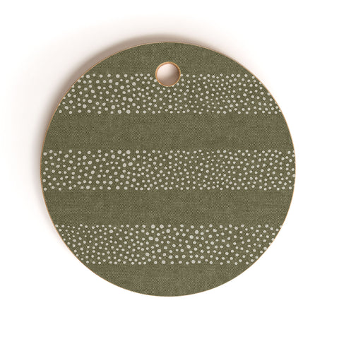 Little Arrow Design Co stippled stripes olive green Cutting Board Round