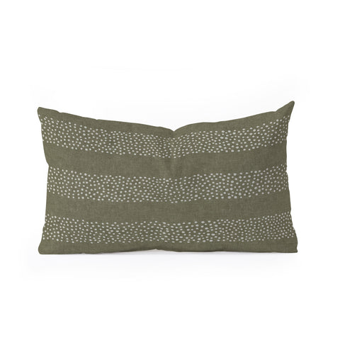 Little Arrow Design Co stippled stripes olive green Oblong Throw Pillow