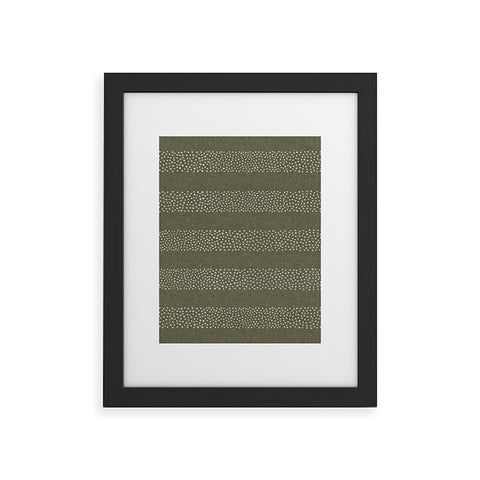 Little Arrow Design Co stippled stripes olive green Framed Art Print