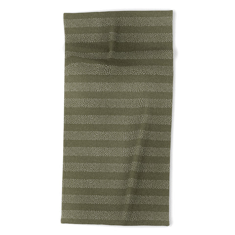 Little Arrow Design Co stippled stripes olive green Beach Towel