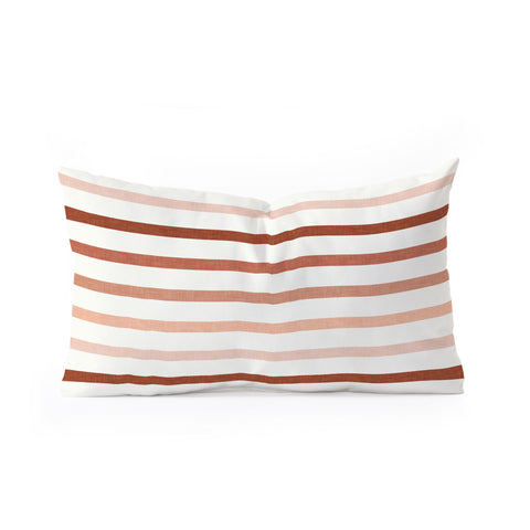 Little Arrow Design Co terra cotta stripes Oblong Throw Pillow