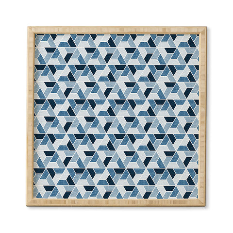 Little Arrow Design Co triangle geo blue Framed Wall Art