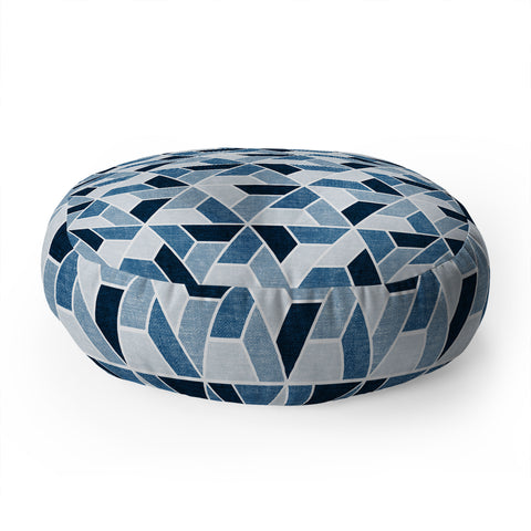 Little Arrow Design Co triangle geo blue Floor Pillow Round