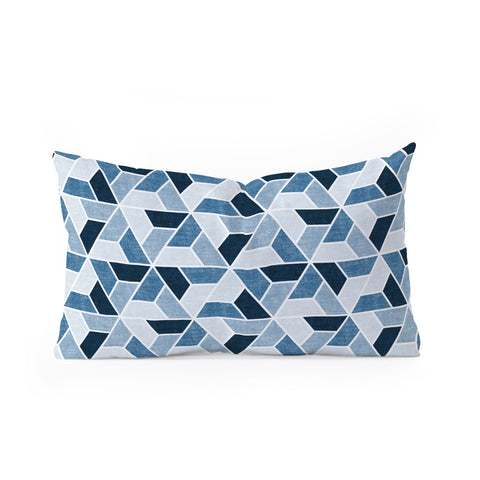 Little Arrow Design Co triangle geo blue Oblong Throw Pillow