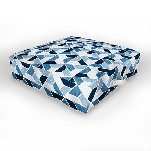 Little Arrow Design Co triangle geo blue Outdoor Floor Cushion