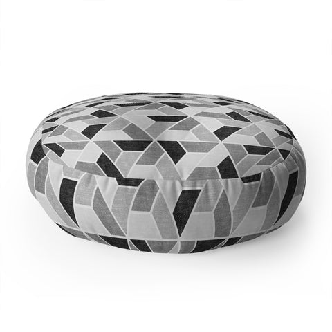 Little Arrow Design Co triangle geo gray Floor Pillow Round