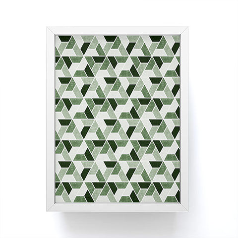 Little Arrow Design Co triangle geo green Framed Mini Art Print