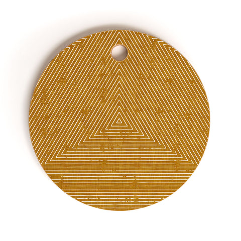 Little Arrow Design Co triangle stripes mustard Cutting Board Round