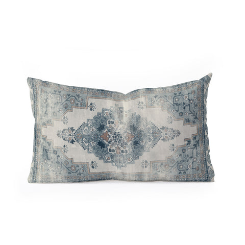 Little Arrow Design Co turkish floral dark blue Oblong Throw Pillow