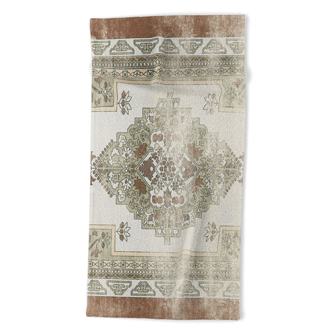 Little Arrow Design Co turkish floral sage brown Beach Towel