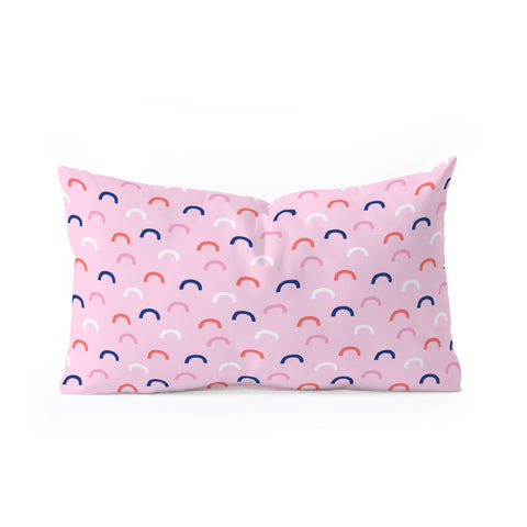 Little Arrow Design Co unicorn dreams deconstructed rainbows on pink Oblong Throw Pillow