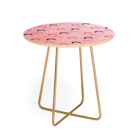 Little Arrow Design Co unicorn dreams deconstructed rainbows on pink Round Side Table