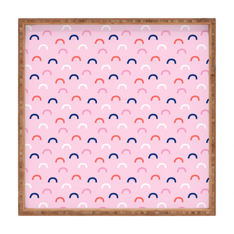 Little Arrow Design Co unicorn dreams deconstructed rainbows on pink Square Tray