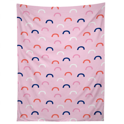 Little Arrow Design Co unicorn dreams deconstructed rainbows on pink Tapestry